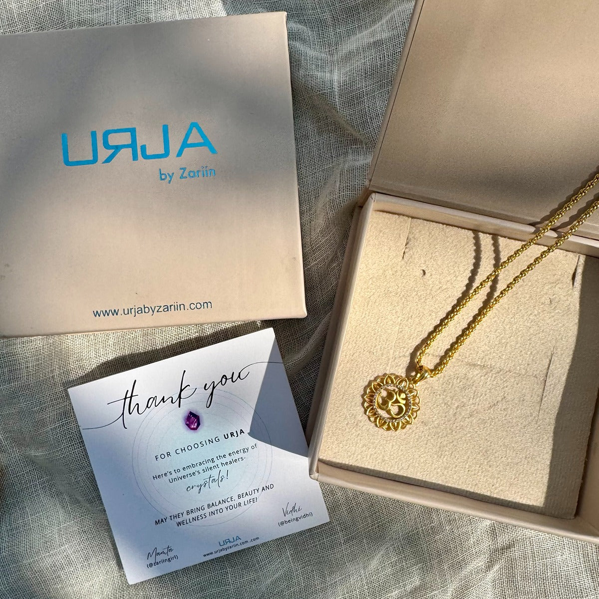 Glory of Om Pendant Necklace with Cubic Zircons