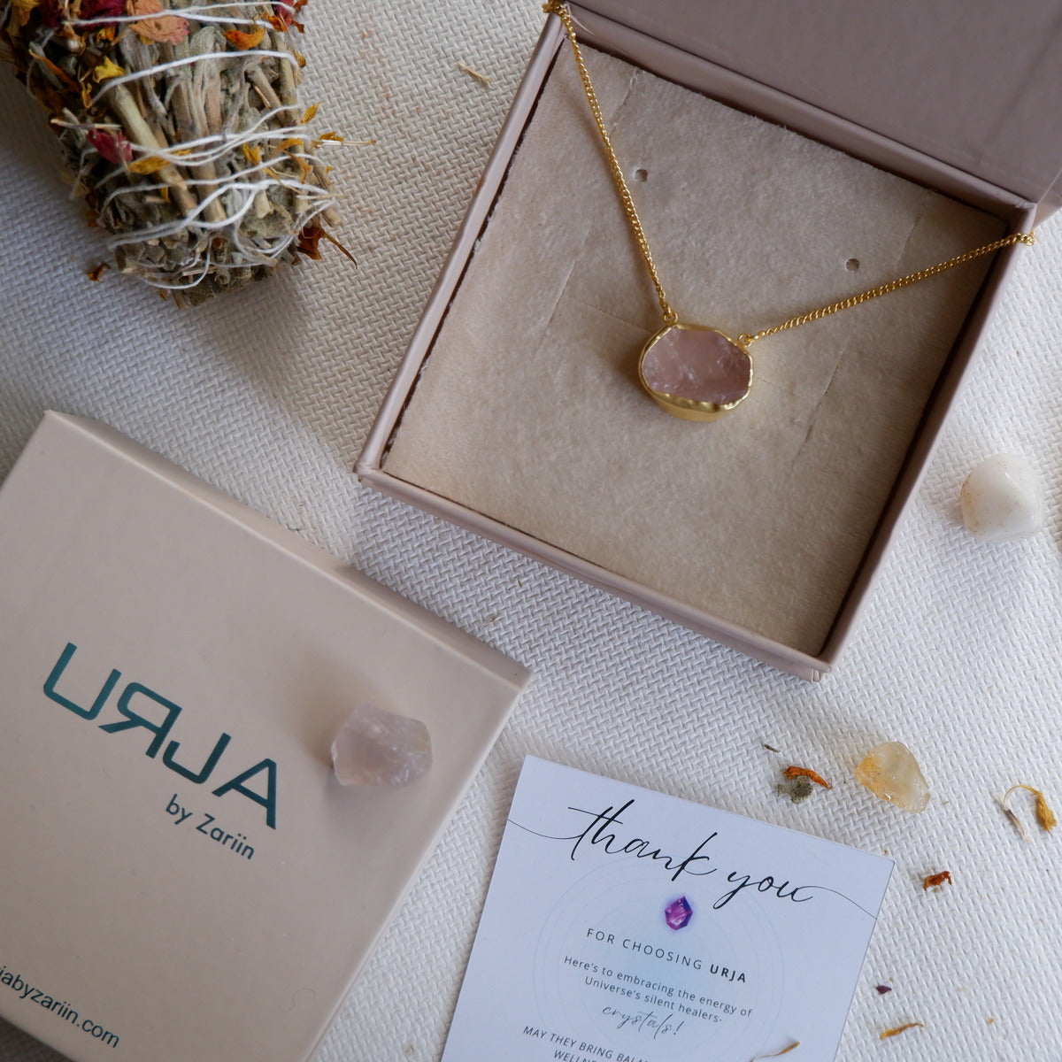 Crystal Charm Rose Quartz Necklace