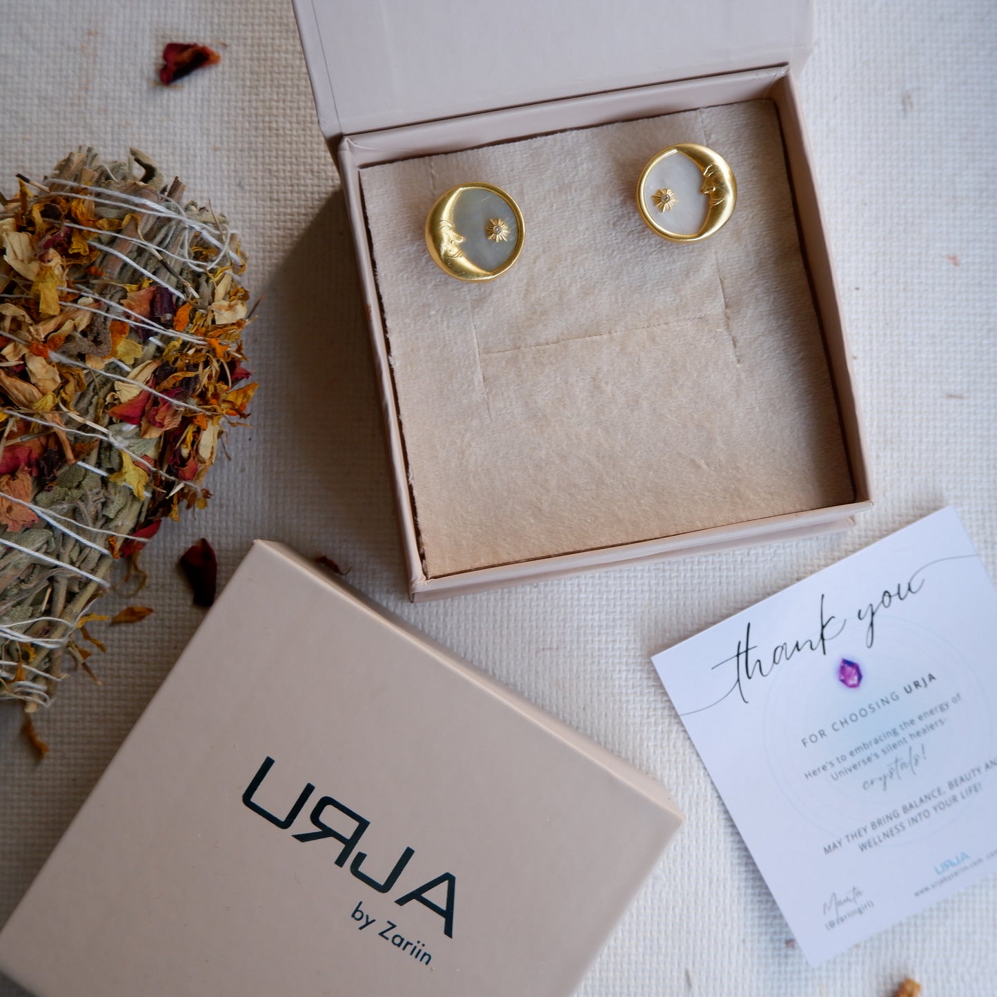 Power of Moon Stud Earrings with Mother of Pearl