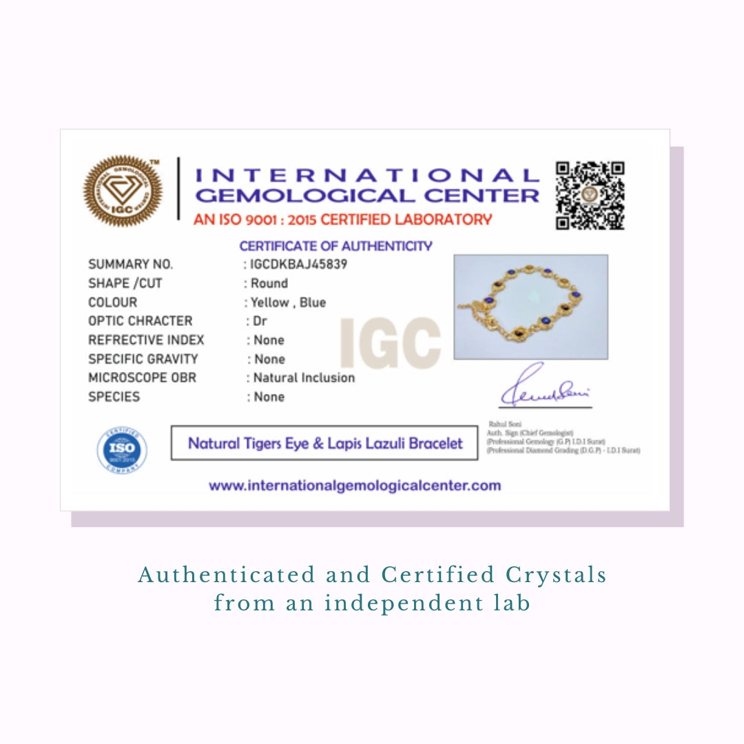 Tiger's Eye And Lapis Lazuli Unisex Bracelet