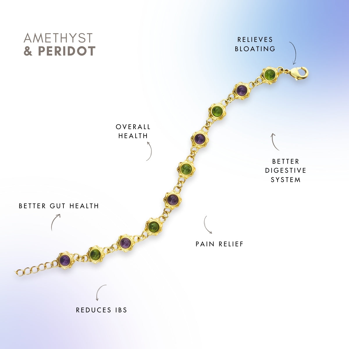 Peridot And Amethyst Unisex Bracelet
