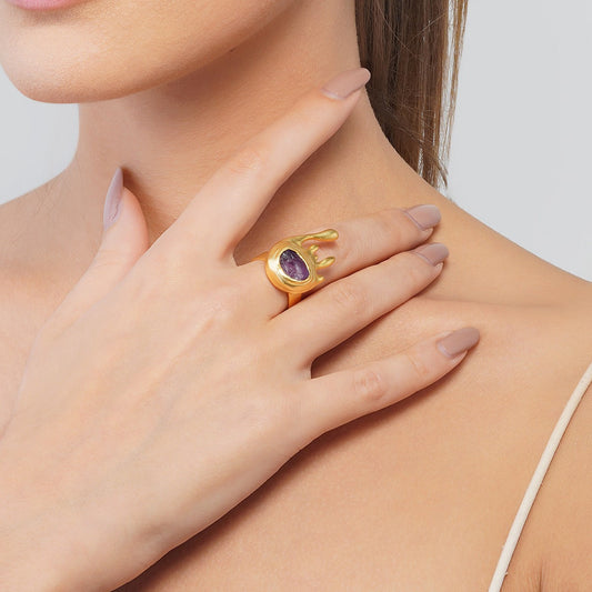 Power Drops Ring with Amethyst