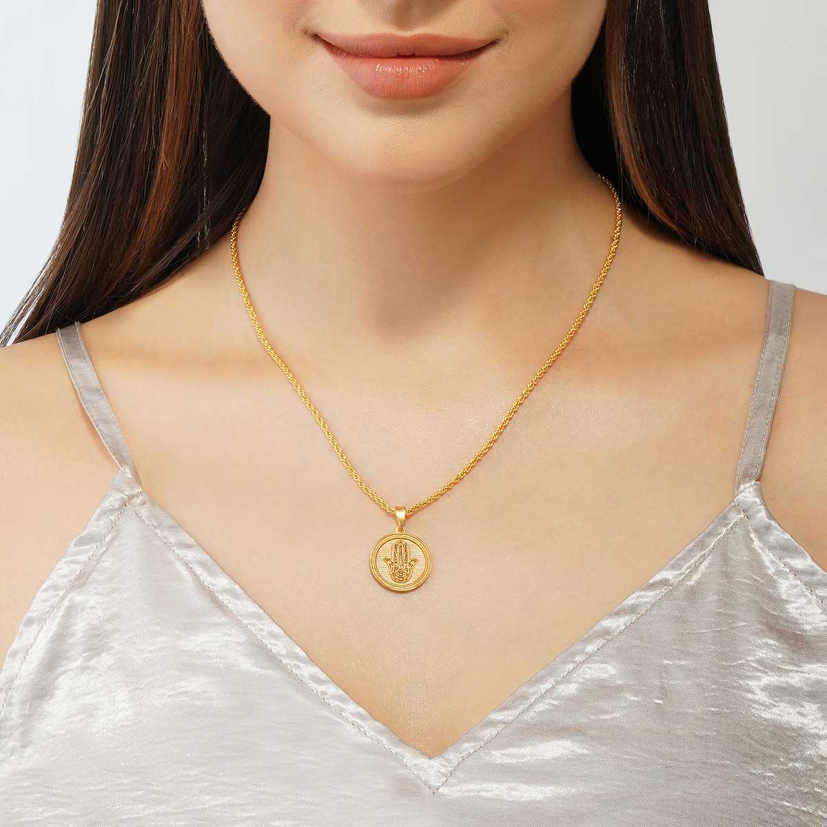 Hamsa Hand Coin Necklace for Protection