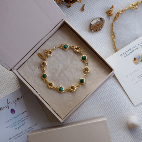 Citrine and Malachite Unisex Bracelet