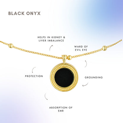 Healing Touch Pendant Necklace with Black Onyx - Protection
