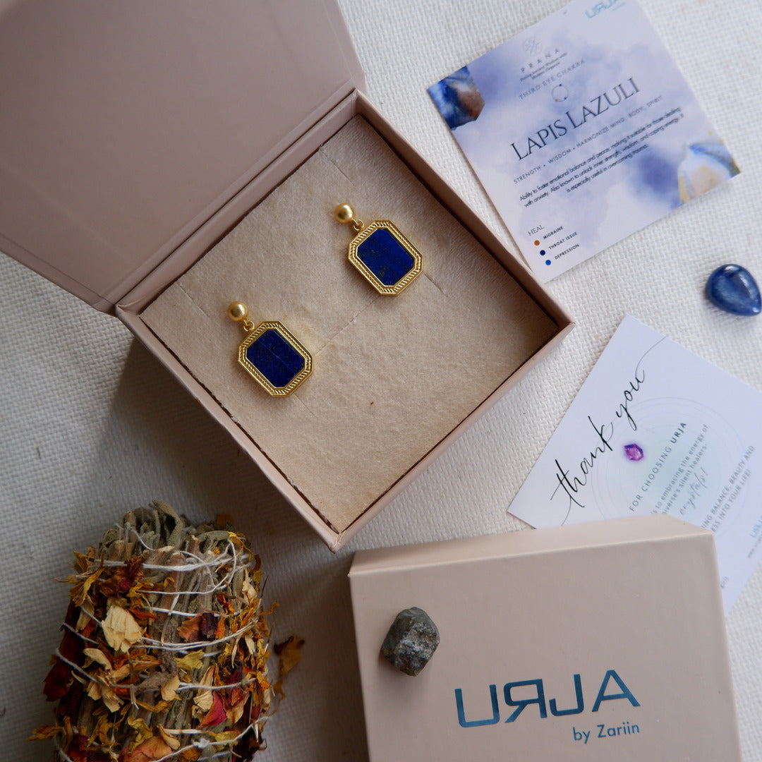 Revitalise Drop Earrings with Lapis Lazuli - Intuition