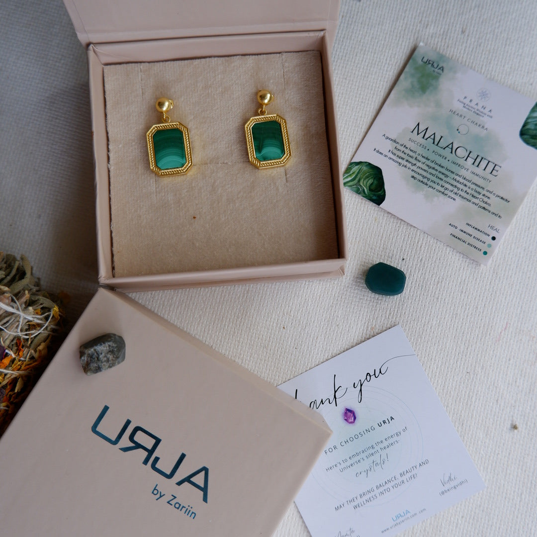 Revitalise Drop Earrings with Malachite - Abundance