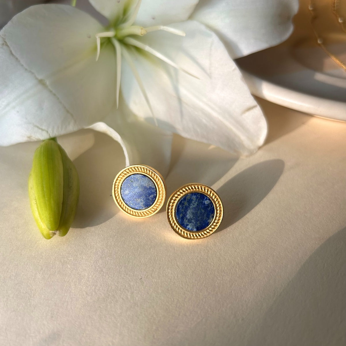 Tranquil Life Stud Earrings with Lapis Lazuli - Intuition