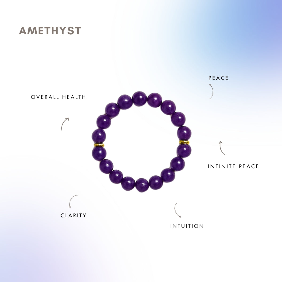 Amethyst Bead Bracelet for Overall Health and Master Healer